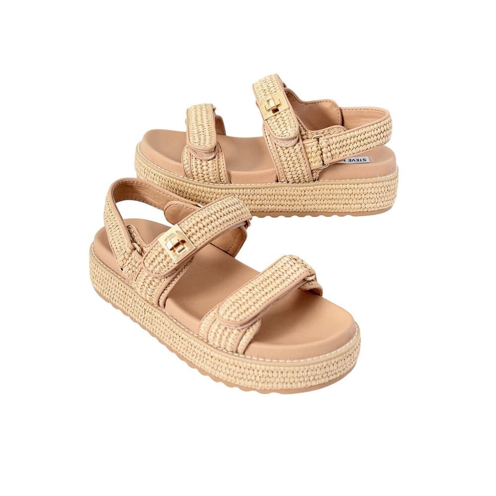 Steve Madden Bigmona Sandals Beige Natural Raffia